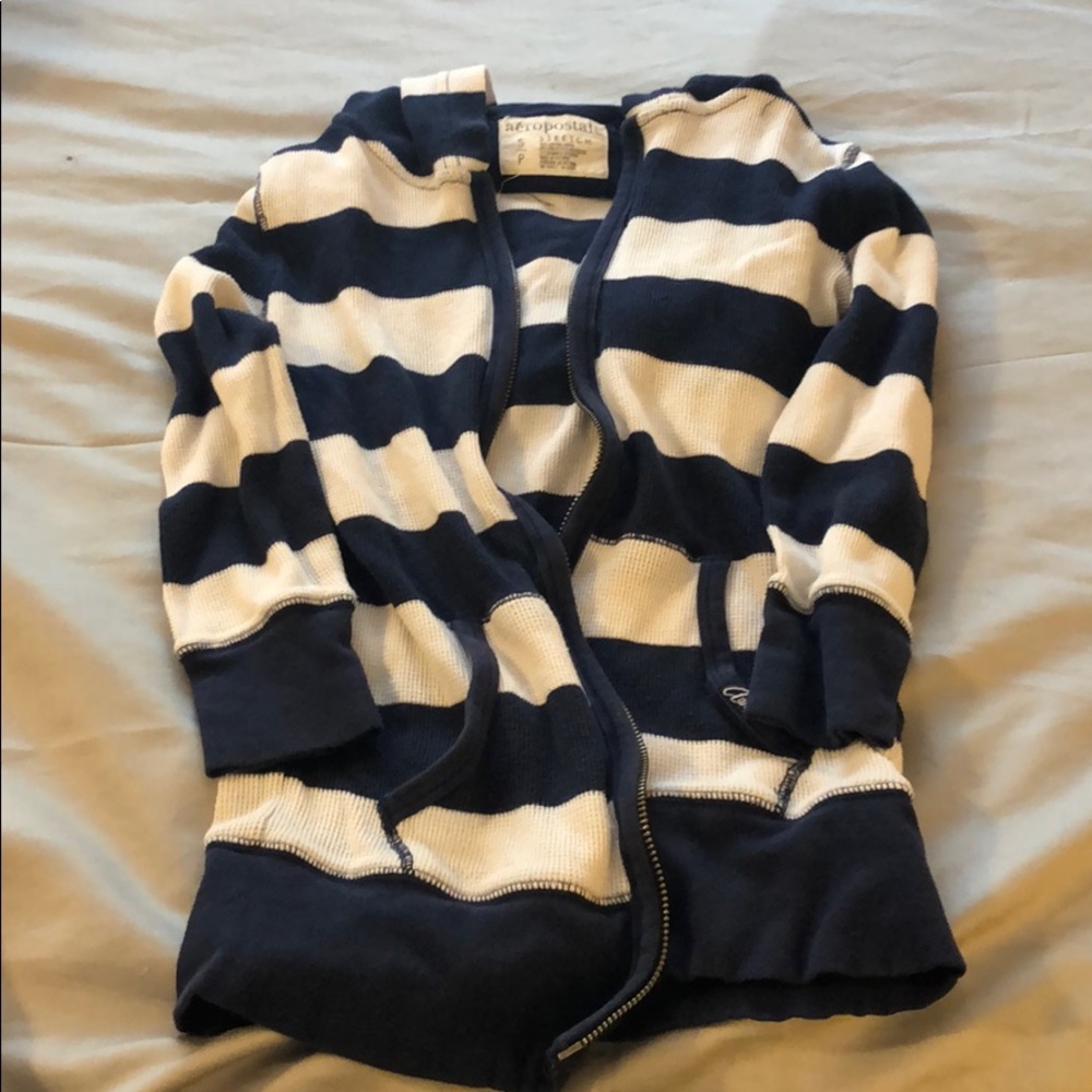 Navy and white striped jacket from Aeropostale